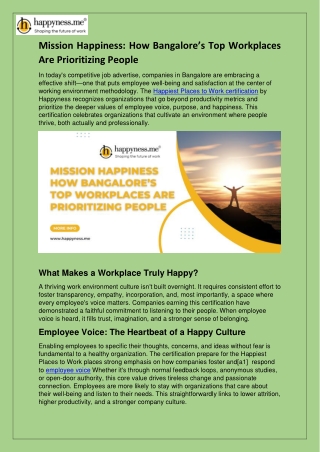 Mission Happiness: How Bangalore’s Top Workplaces Are Prioritizing People