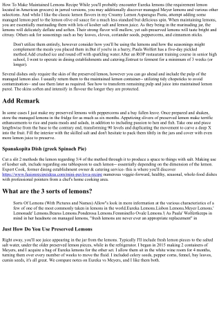 Exactly How To Make Managed Lemons Recipe