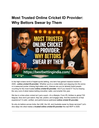 Most Trusted Online Cricket ID Provider: Why Bettors Swear by Them