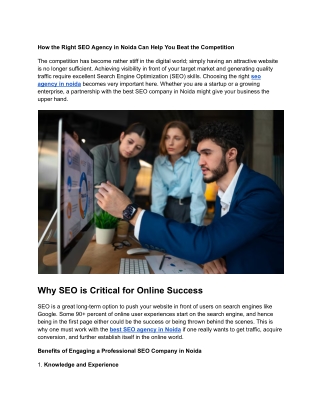 How the Right SEO Agency in Noida Can Help You Beat the Competition