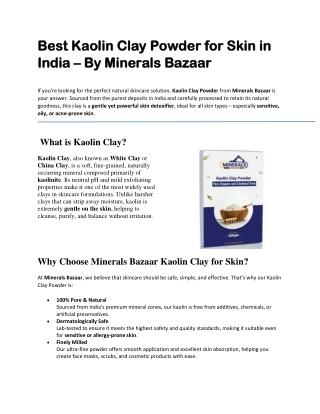 Best Kaolin Powder in India for Glowing, Healthy Skin