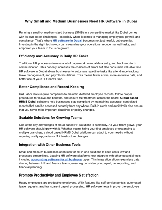 Why Small and Medium Businesses Need HR Software in Dubai