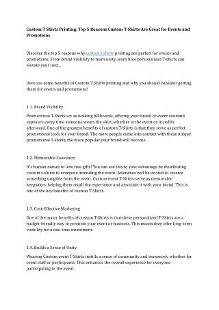 Custom T Shirts Printing Top 5 Reasons Custom T-Shirts Are Great for Events and Promotions