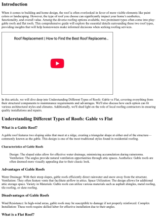 Understanding Different Types of Roofs: Gable vs Flat