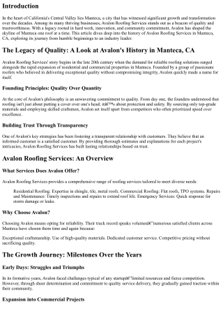 The Legacy of Quality: A Look at Avalon's History in Manteca, CA