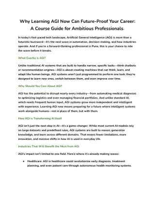 Why Learning AGI Now Can Future-Proof Your Career A Course Guide for Ambitious Professionals