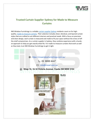 Trusted Curtain Supplier Sydney for Made to Measure Curtains