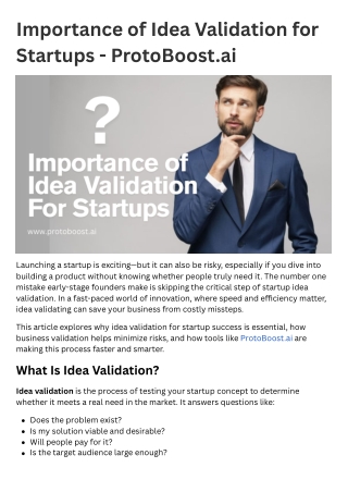 Importance of Idea Validation for Startups - ProtoBoost.ai