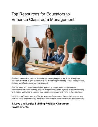 Top Resources for Educators to Enhance Classroom Management