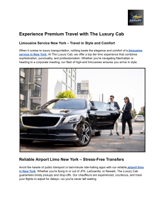 Experience Premium Travel with The Luxury Cab