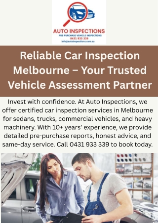 Reliable Car and Vehicle Inspection Melbourne  Mobile Inspections for Trucks & Heavy Equipment