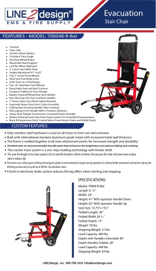 Motorized Mobile Stair Lift Climber  Red  Battery Powered Evacuation Chair