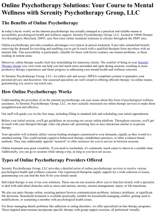 Serenity Psychotherapy Group