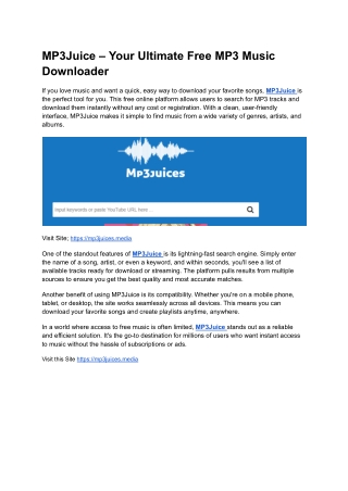 MP3Juice – Your Ultimate Free MP3 Music Downloader