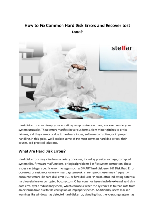 How to Fix Common Hard Disk Errors and Recover Lost Data