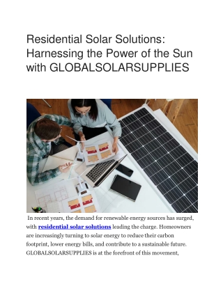GLOBALSOLARSUPPLIES - Custom Residential Solar Solutions for Sustainable Energy