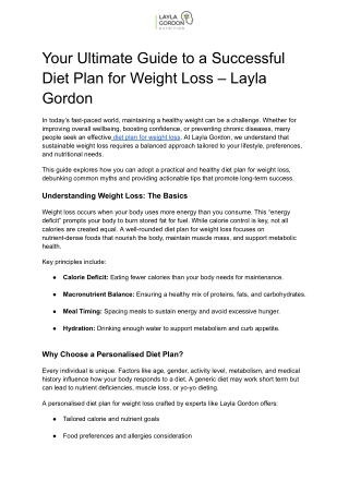 Your Ultimate Guide to a Successful Diet Plan for Weight Loss – Layla Gordon