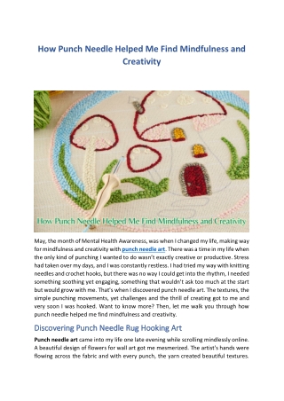 How Punch Needle Helped Me Find Mindfulness and Creativity