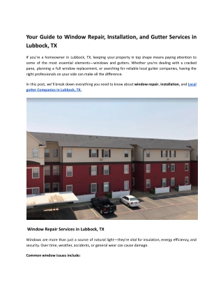 Your Guide to Window Repair, Installation, and Gutter Services in Lubbock, TX