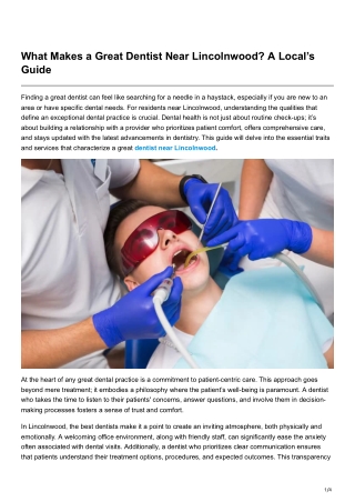 What Makes a Great Dentist Near Lincolnwood A Local’s Guide