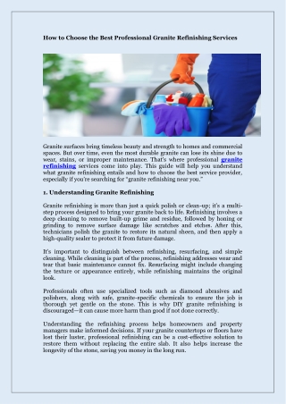 How to Choose the Best Professional Granite Refinishing Services