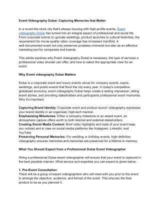 Event Videography Dubai_ Capturing Memories that Matter