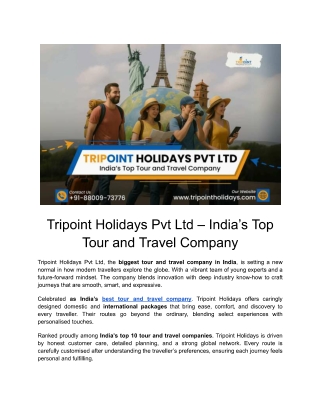 Tripoint Holidays Pvt Ltd – India’s Top Tour and Travel Company