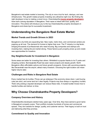 Property Developers in Bangalore