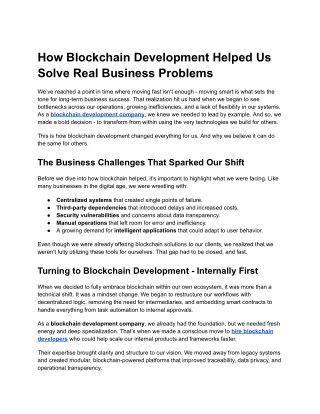 How Blockchain Development Helped Us Solve Real Business Problems