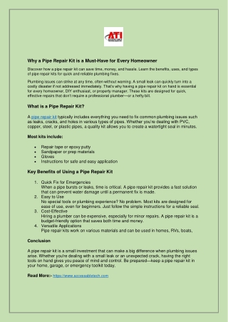 Benefits of Using a Pipe Repair Kit