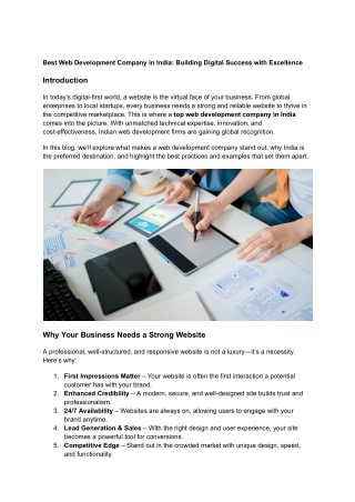 Best Web Development Company in India_ Building Digital Success with Excellence