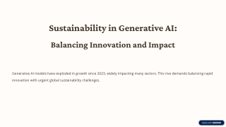 Sustainable Generative AI: Balancing Innovation and Impact