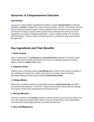 Sonovive: Advanced Hearing Support Formula