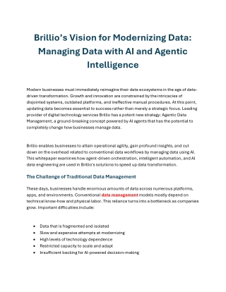 Modernizing Data with AI: Brillio's Agentic Approach