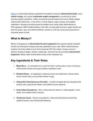 Mitolyn: Premium Support for Energy, Recovery, and Vitality
