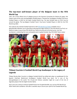 The top-most well-known player of the Belgium team in the FIFA World Cup