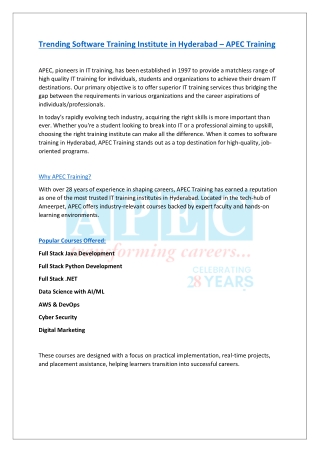 Trending Software Training Institute in Hyderabad