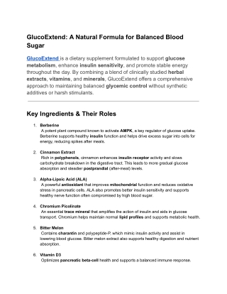 Gluco Extend CANADA: Supports Healthy Blood Sugar Levels.