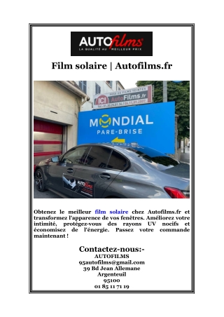 Film solaire Autofilms.fr