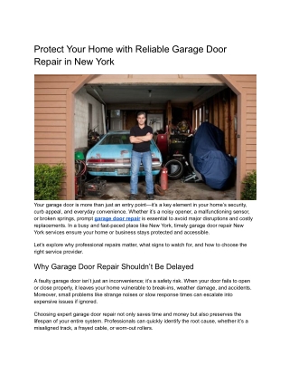 Protect Your Home with Reliable Garage Door Repair in New York