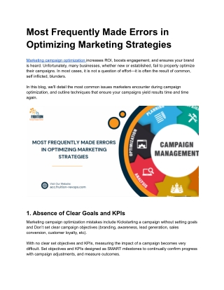 Most Frequently Made Errors in Optimizing Marketing Strategies