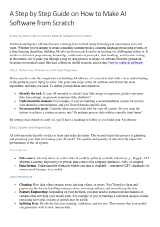 A Step by Step Guide on How to Make AI Software from Scratch