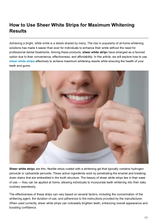 How to Use Sheer White Strips for Maximum Whitening Results