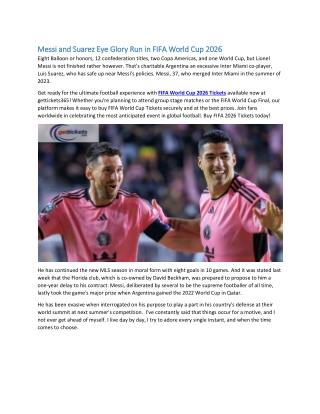 Messi and Suarez Eye Glory Run in FIFA World Cup 2026