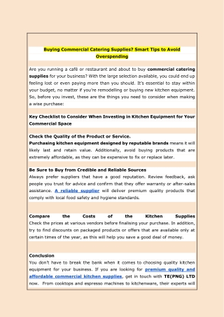 Buying Commercial Catering Supplies? Smart Tips to Avoid Overspending