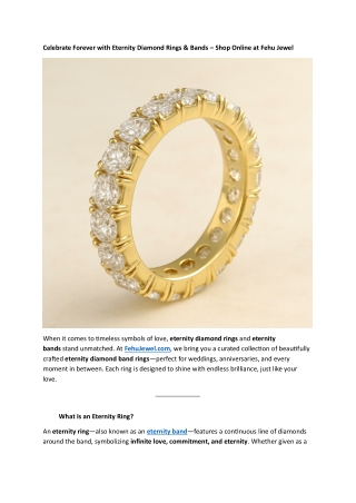 Celebrate Forever with Eternity Diamond Rings & Bands – Shop Online at Fehu Jewel