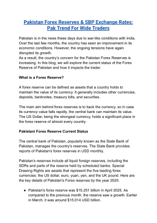 Pakistan Forex Reserves