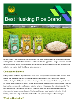 Appayan Rice- Best Husking Rice Brand