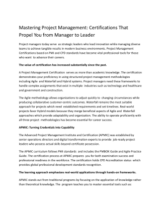 Mastering Project Management_ Certifications That Propel You from Manager to Leader