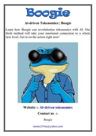 Ai-driven Tokenomics   Boogie